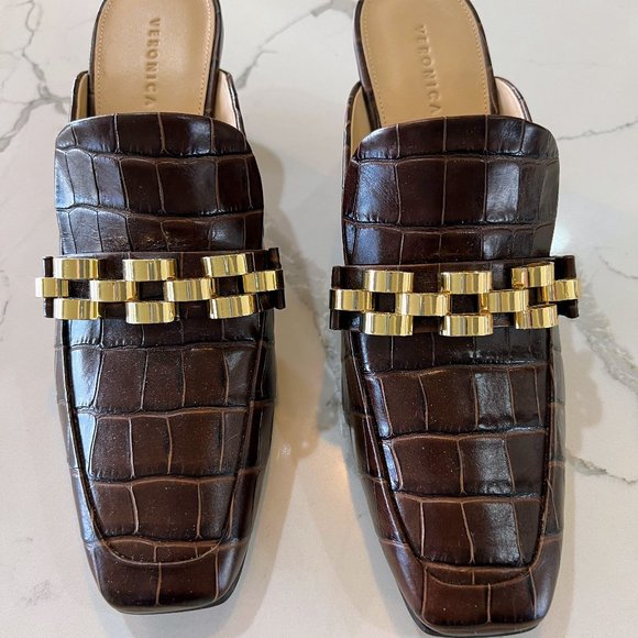 Veronica Beard Bera Chain Loafer Mule in Espresso 9 - Picture 1 of 9